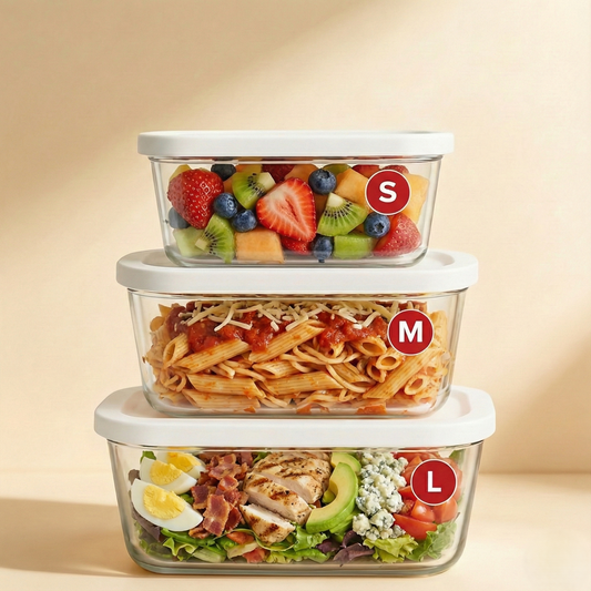 3-Piece Vacuum-Seal Glass Food Storage Containers Set