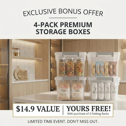 Halo Home No-Assembly Foldable 4-Tier Rolling Metal Storage Rack