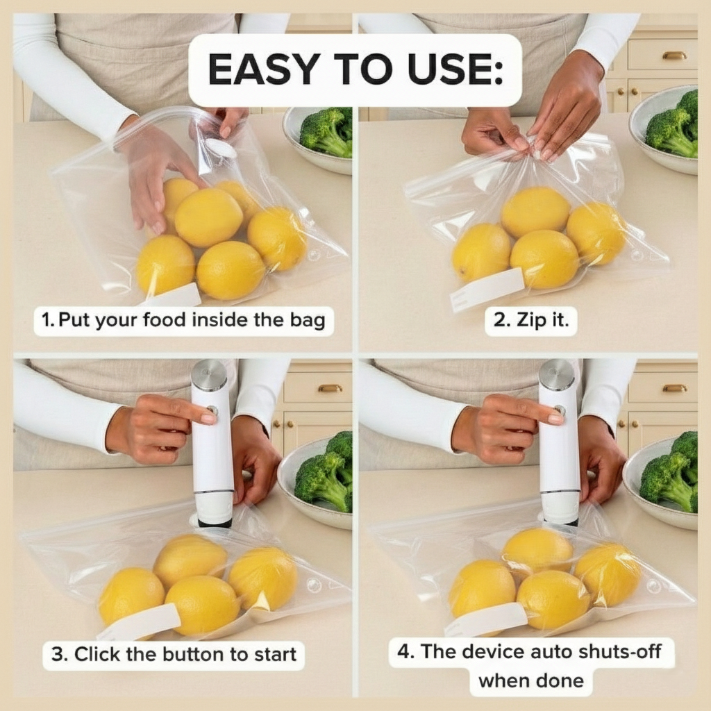 HaloHome Cordless Handheld Vacuum Sealer – Keep Food Fresh 5x Longer