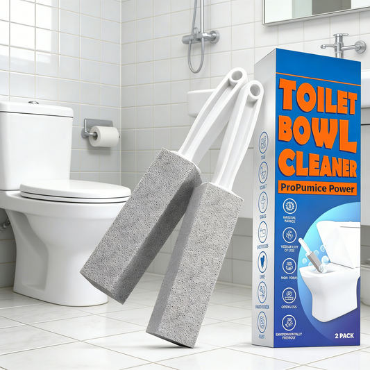 2-Pack Pumice Stone Cleaning Brush with Handle, Multipurpose Bathroom & Kitchen Stain Remover